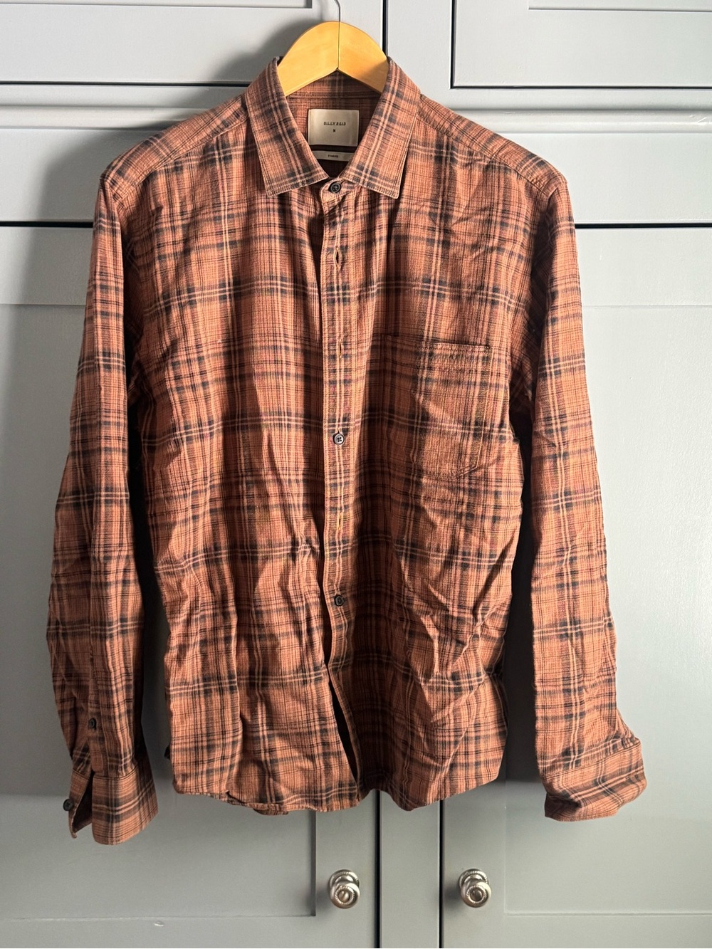 Billy Reid Brown Black Plaid Lightweight Shirt